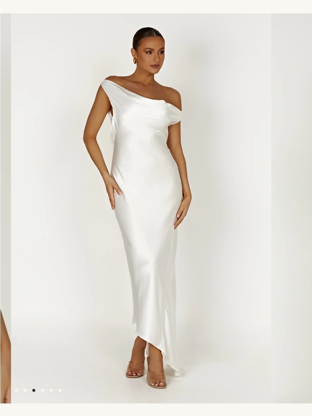Meshki YVETTE One-Shoulder Satin Gown in Ivory